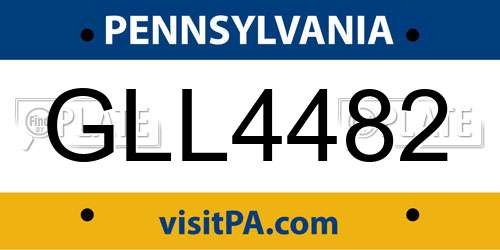GLL4482 Pennsylvania License Plate