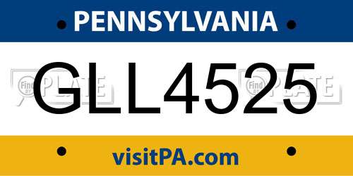 GLL4525 Pennsylvania License Plate