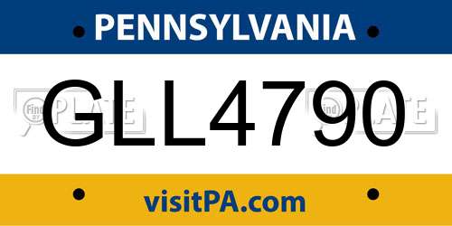 GLL4790 Pennsylvania License Plate