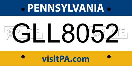 GLL8052 Pennsylvania License Plate
