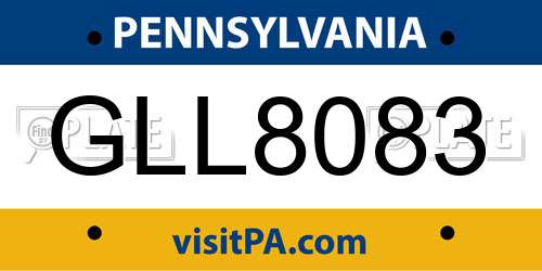 GLL8083 Pennsylvania License Plate