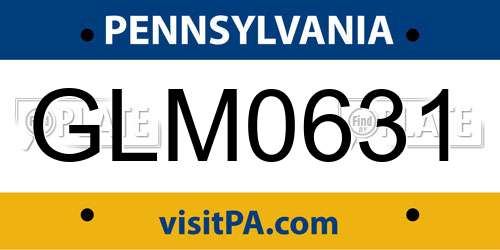 GLM0631 Pennsylvania License Plate
