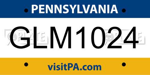 GLM1024 Pennsylvania License Plate