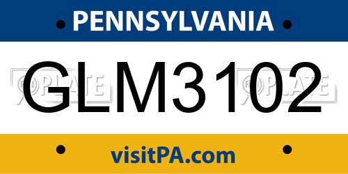 GLM3102 Pennsylvania License Plate