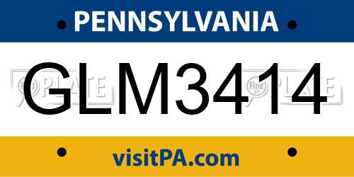 GLM3414 Pennsylvania License Plate