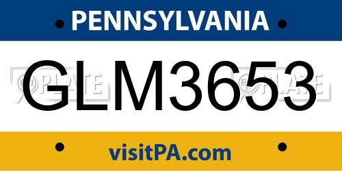 GLM3653 Pennsylvania License Plate