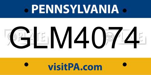GLM4074 Pennsylvania License Plate