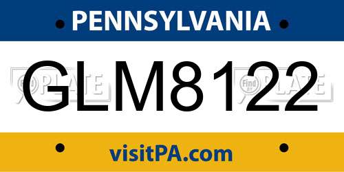 GLM8122 Pennsylvania License Plate