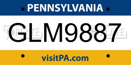 GLM9887 Pennsylvania License Plate