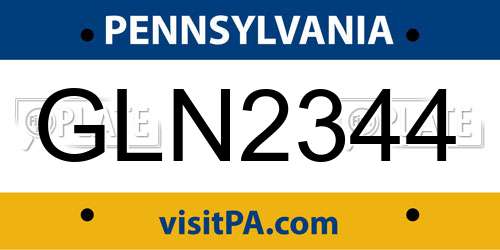 GLN2344 Pennsylvania License Plate