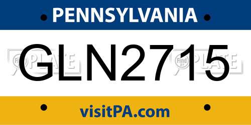 GLN2715 Pennsylvania License Plate