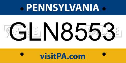 GLN8553 Pennsylvania License Plate