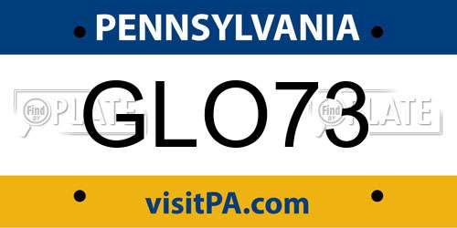 GLO73 Pennsylvania License Plate