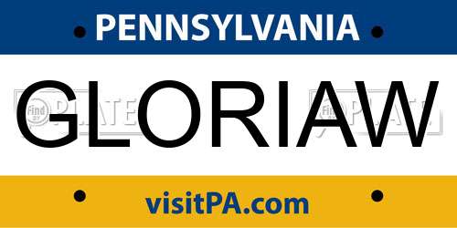 GLORIAW Pennsylvania License Plate