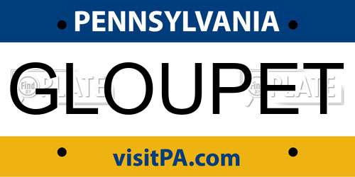 GLOUPET Pennsylvania License Plate