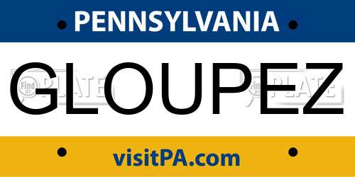GLOUPEZ Pennsylvania License Plate