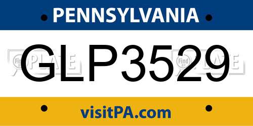 GLP3529 Pennsylvania License Plate