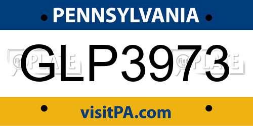 GLP3973 Pennsylvania License Plate