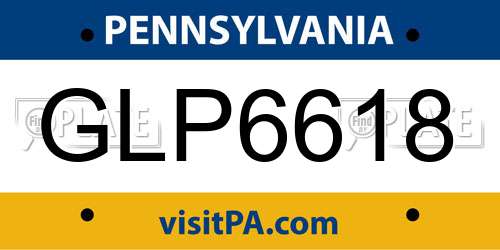 GLP6618 Pennsylvania License Plate