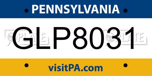 GLP8031 Pennsylvania License Plate
