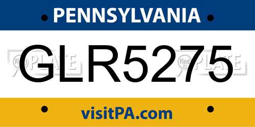 GLR5275 Pennsylvania License Plate