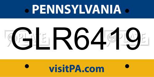 GLR6419 Pennsylvania License Plate