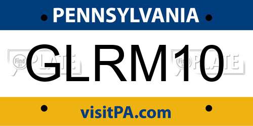 GLRM10 Pennsylvania License Plate
