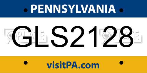 GLS2128 Pennsylvania License Plate