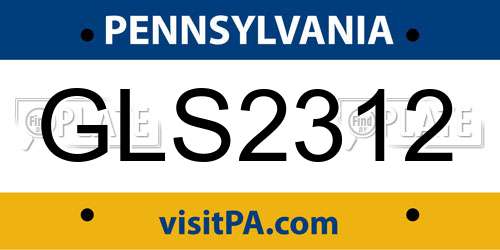 GLS2312 Pennsylvania License Plate