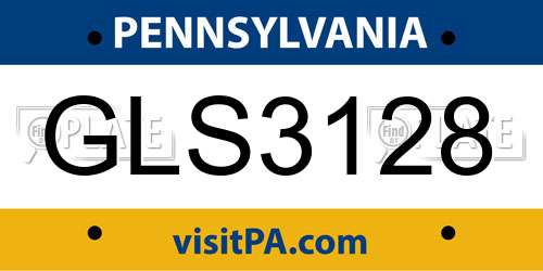 GLS3128 Pennsylvania License Plate