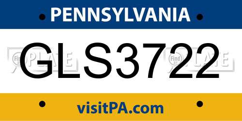 GLS3722 Pennsylvania License Plate