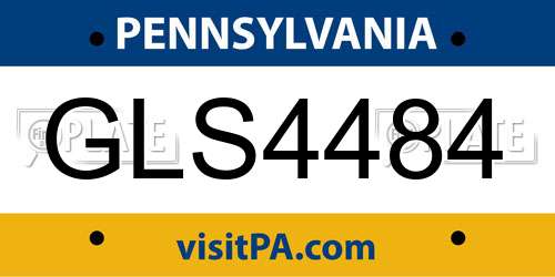 GLS4484 Pennsylvania License Plate