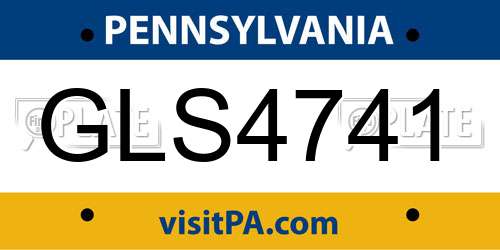 GLS4741 Pennsylvania License Plate
