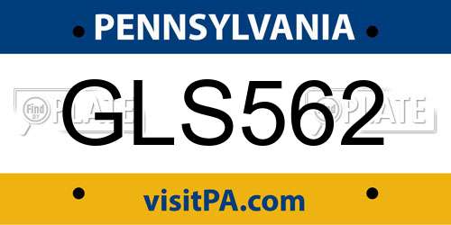 GLS562 Pennsylvania License Plate