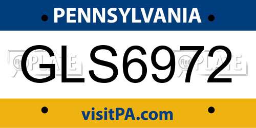 GLS6972 Pennsylvania License Plate