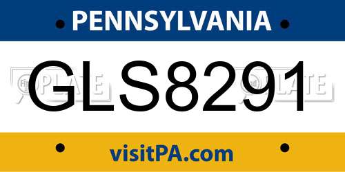 GLS8291 Pennsylvania License Plate