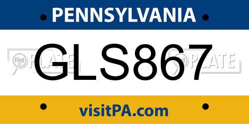 GLS867 Pennsylvania License Plate