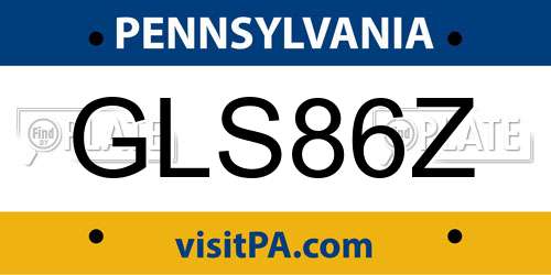 GLS86Z Pennsylvania License Plate
