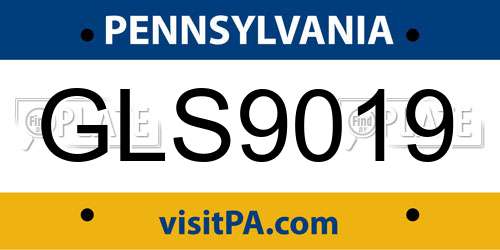 GLS9019 Pennsylvania License Plate