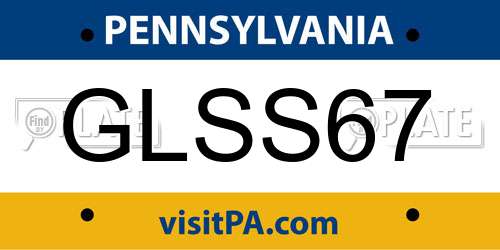 GLSS67 Pennsylvania License Plate