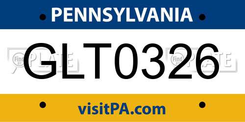 GLT0326 Pennsylvania License Plate