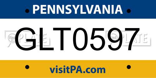 GLT0597 Pennsylvania License Plate