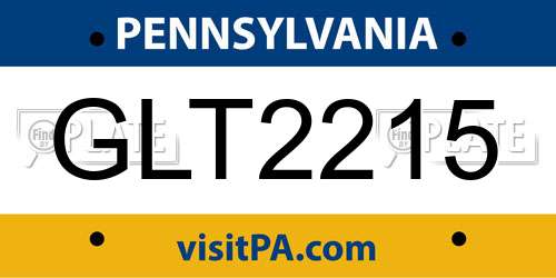 GLT2215 Pennsylvania License Plate