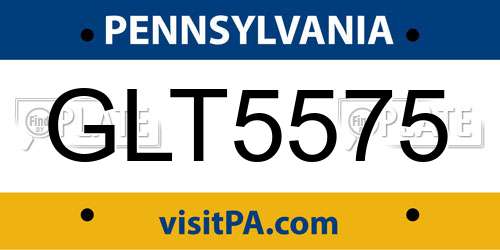 GLT5575 Pennsylvania License Plate