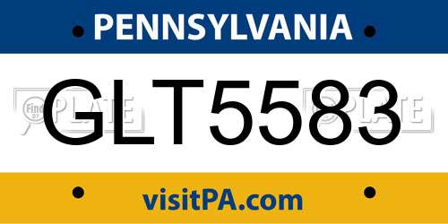 GLT5583 Pennsylvania License Plate