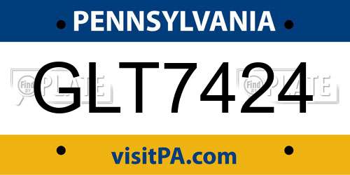 GLT7424 Pennsylvania License Plate