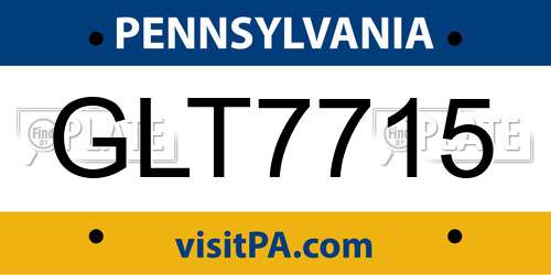 GLT7715 Pennsylvania License Plate