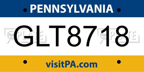GLT8718 Pennsylvania License Plate