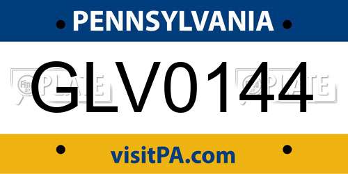 GLV0144 Pennsylvania License Plate