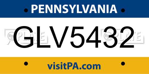 GLV5432 Pennsylvania License Plate